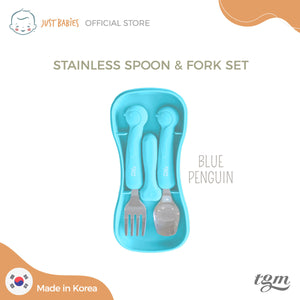 TGM Stainless Toddler Spoon & Fork Set with Silicone Handle